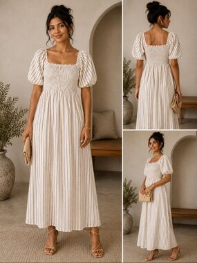 Coastal Stripe Smocked Maxi Dress